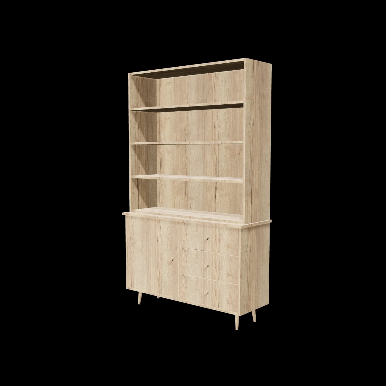 Bibliothèque vintage Moras — rendu 3D